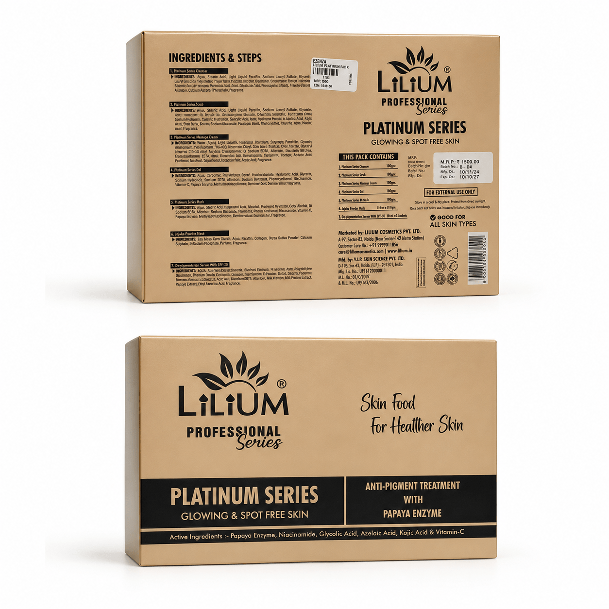 LiLiUM Professional Series Platinum Series Facial Kit – Glowing & Spot Free Skin 7in1