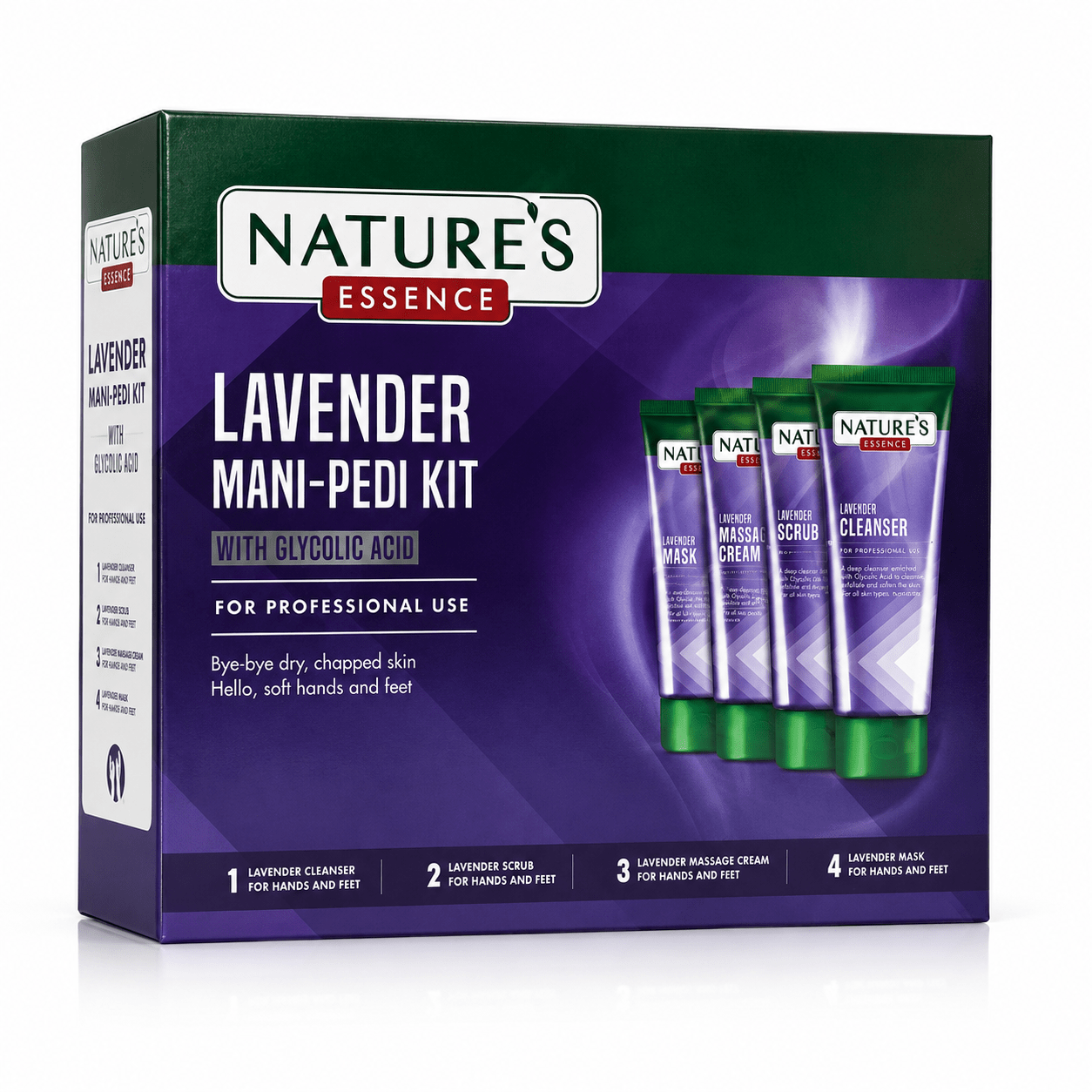 Nature's Essence Lavender Mani-Pedi Kit with Glycolic Acid 4in1